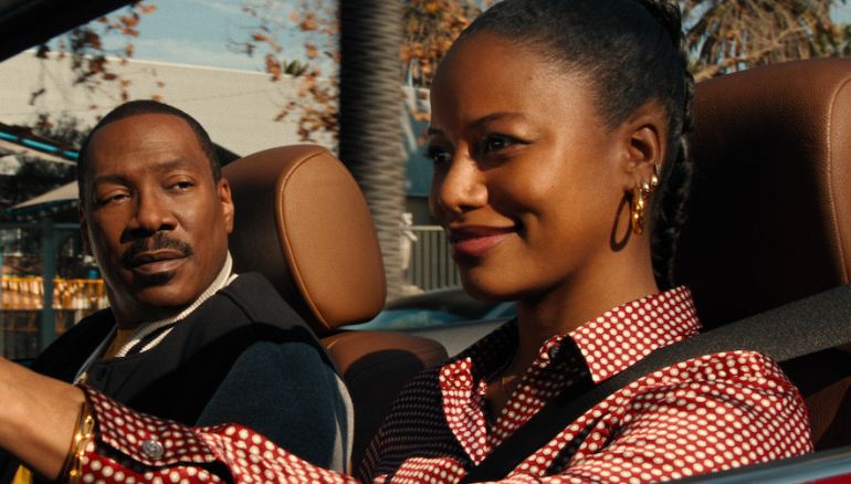 Eddie Murphy and Taylour Paige in Beverly Hills Cop 4