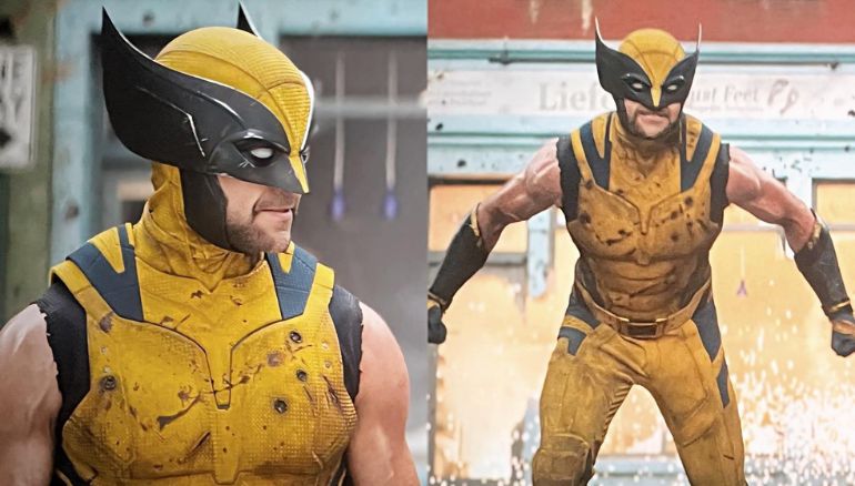 Hugh Jackman with his cowl 