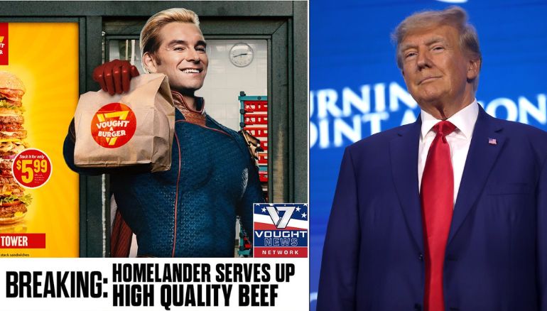 The Boys mocks Trump's McDonald's campaign with satirical Homelander ad.