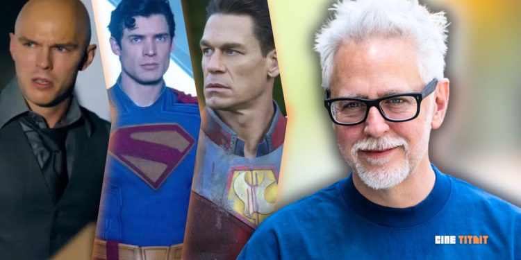 Nicholas Hoult, David Corenswet, John Cena and James Gunn