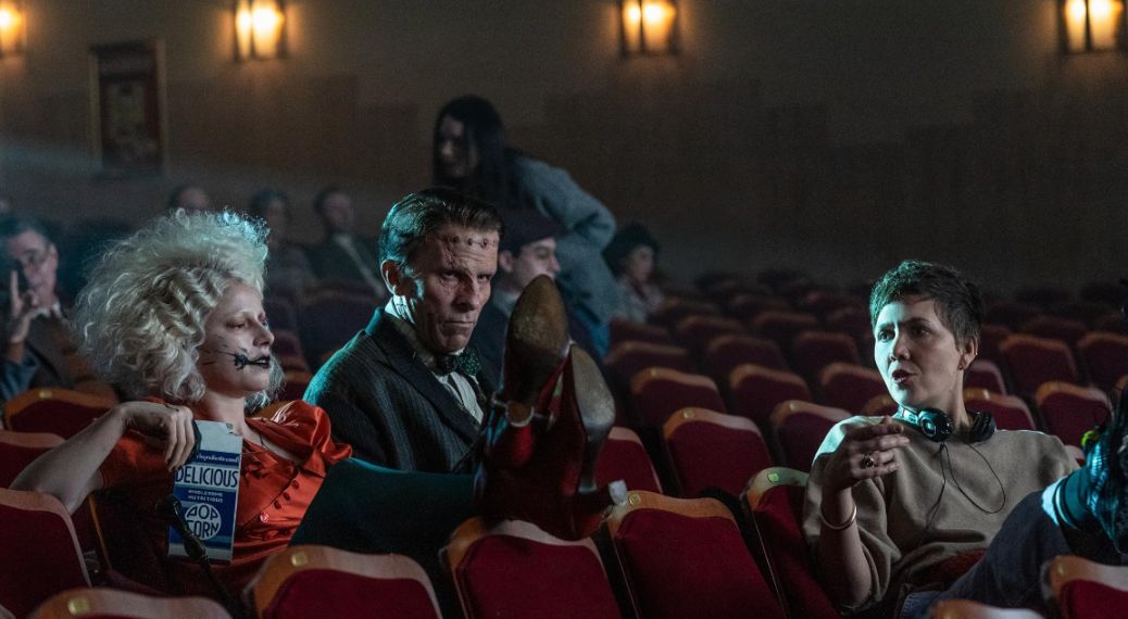 Christian Bale, Maggie Gyllenhaal, and Jessie Buckley in The Bride! 