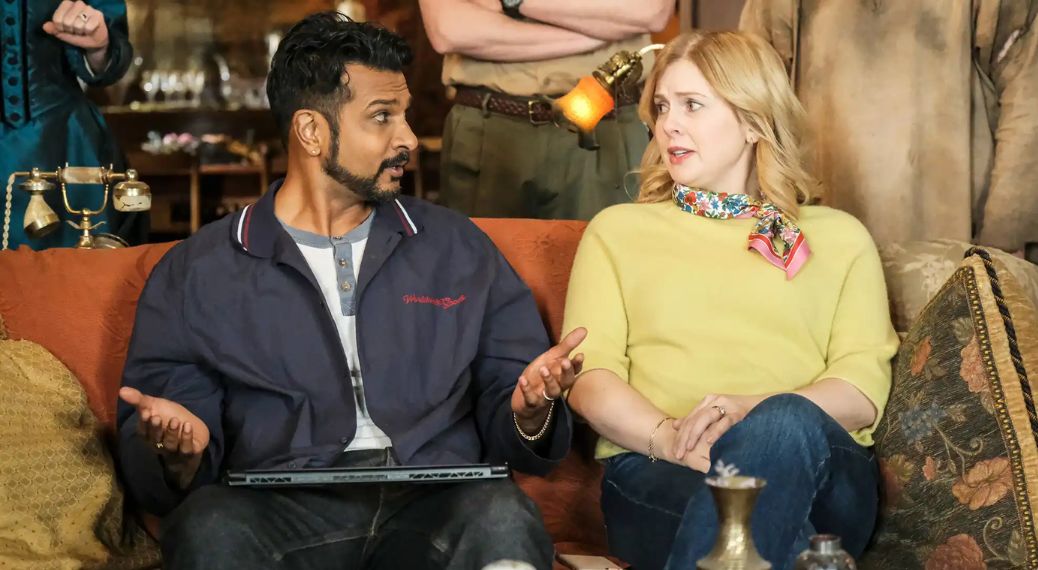 Utkarsh Ambudkar and Rose McIver on 'Ghosts'.